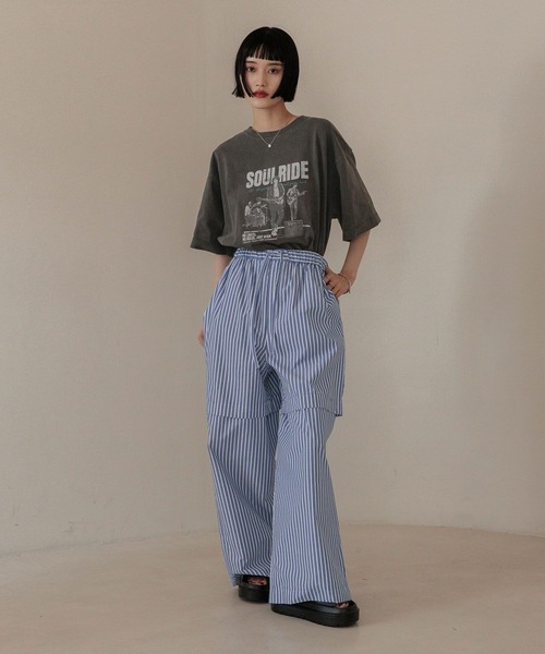 LOWRYS FARM（ローリーズファーム） ワイドパンツ パンツ ストライプ