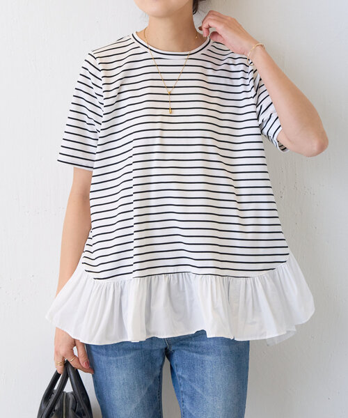tシャツ ギャザーペプラムTee レディース