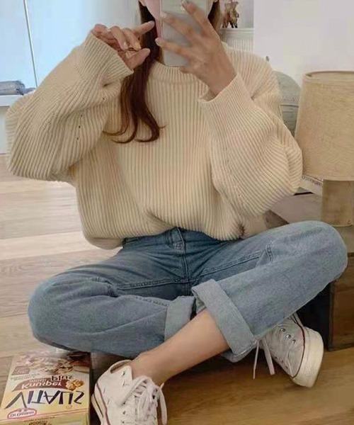 「Chaco closet」 「inolve」長袖ニット FREE ブルー レディース_画像3