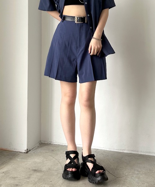 PAGEBOY パンツ ハイウエストプリーツショートパンツ レディース