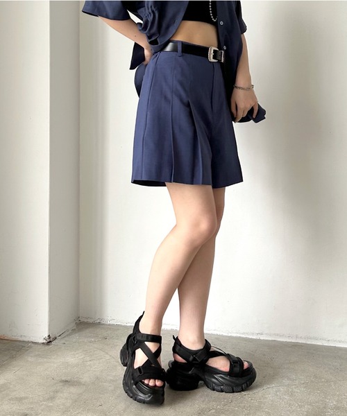 PAGEBOY パンツ ハイウエストプリーツショートパンツ レディース