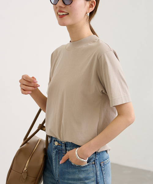 tシャツ ATON/エイトン FRESCA NUBUCK MOCKNECK Tシャツ レディース FRESCA NUBUCK ｜ モックネックTシャツ