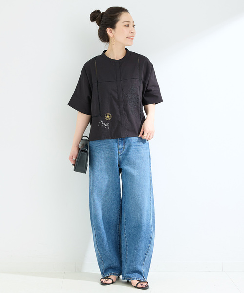 ブラウス シャツ 手洗い可 / リネン混エンブロイダリードルマンシャツ レディース B.C STOCK ブラウス シャツ 手洗い可 / リネン混エンブロイ