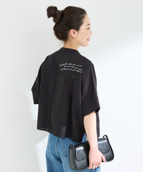 ブラウス シャツ 手洗い可 / リネン混エンブロイダリードルマンシャツ レディース B.C STOCK ブラウス シャツ 手洗い可 / リネン混エンブロイ