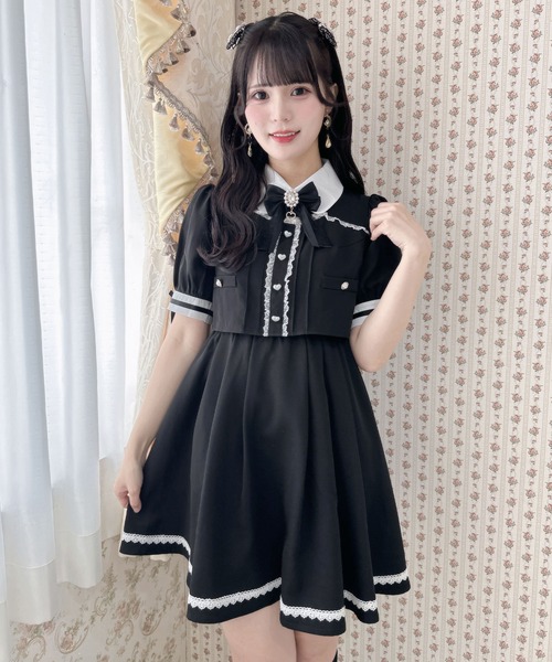 【Rojita】デコルテ開きツーピー風ワンピース デコルテ開きツーピー風ワンピース | Rlab store