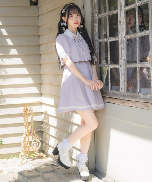 ROJITA ワンピース デコルテ開きツーピー風ワンピース