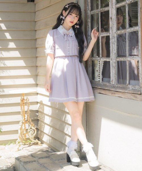 【新品】ROJITA ミニ丈ワンピース ROJITA ワンピース 「Mサイズ追加」花柄半袖ミニワンピース