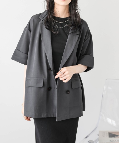 La-gemme コート アウター ハーフスリーブジャケット レディース