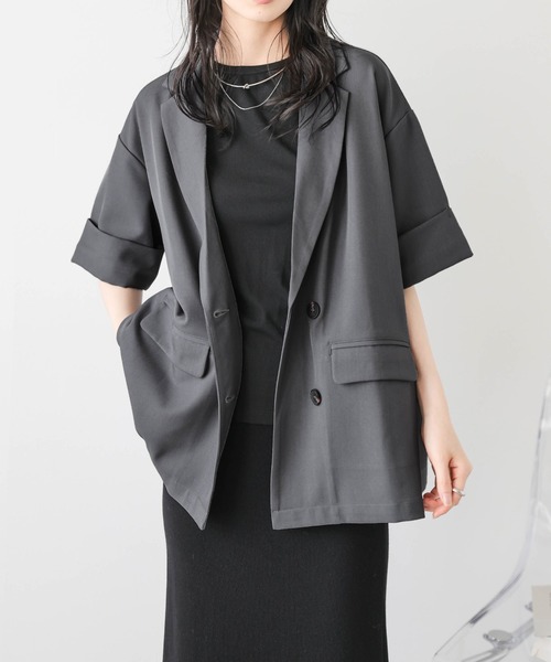 La-gemme コート アウター ハーフスリーブジャケット レディース
