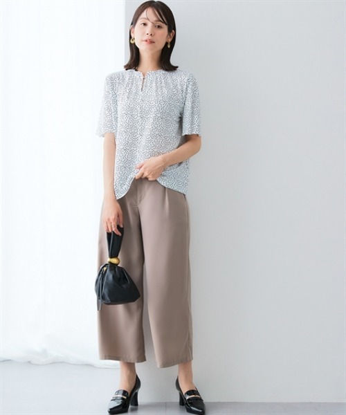 7days Life Styling ブラウス シャツ 夏 半袖 カットソー素材 ライン