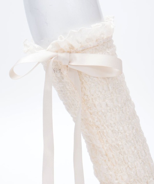 axes femme レッグウォーマー リボン×レースレッグカバー