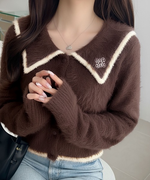 mily bilet カーディガン 「mily bilet」セーラーカラーが可愛い。ロゴ