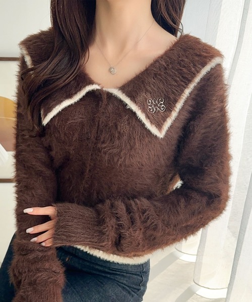 mily bilet カーディガン 「mily bilet」セーラーカラーが可愛い。ロゴ