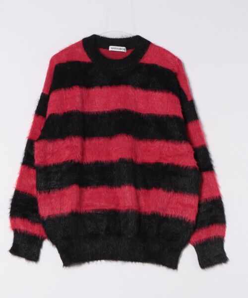 ニット セーター 「WARAIJOGO」オーバーサイズボーダーシャギーニット