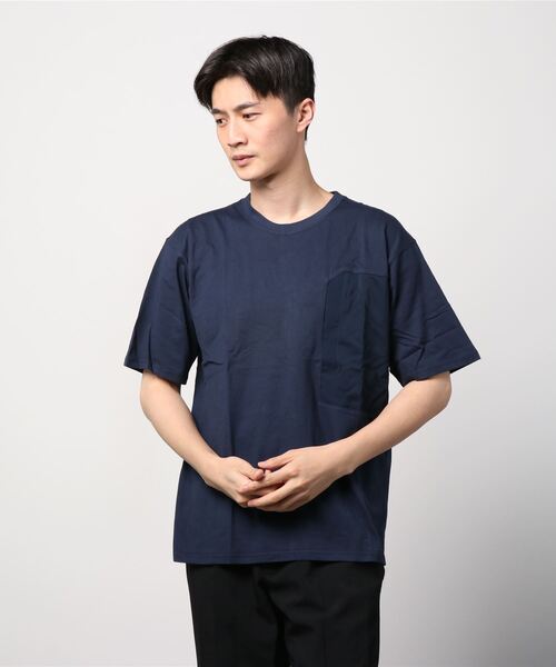 「NANO universe」 半袖Tシャツ M ネイビー メンズ