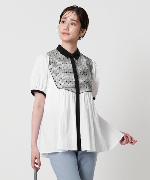 UNITED ARROWS エンブロイダリーショートスリーブブラウス エンブロイダリーショートスリーブブラウス ― ウォッシャブル ―
