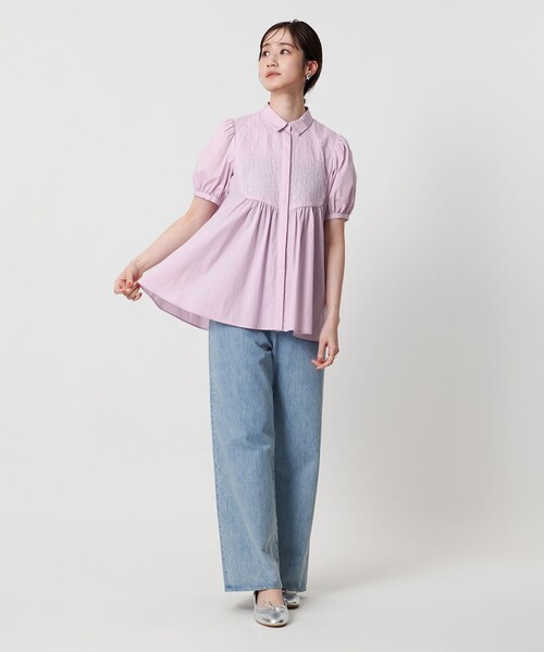 UNITED ARROWS エンブロイダリー コンビ ショートスリーブ ブラウス UNITED ARROWS（ユナイテッドアローズ）の「エンブロイダリー