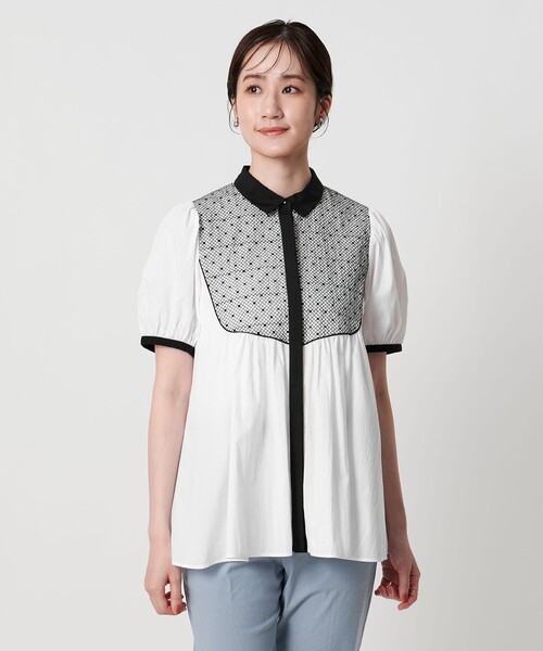 ブラウス シャツ エンブロイダリー ショートスリーブ ブラウス レディース UNITED ARROWS ブラウス シャツ エンブロイダリーショート