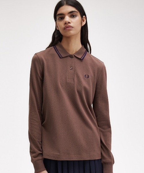 【タグ付き新品】FRED PERRY 長袖ポロシャツ サイズ8 FRED PERRY 「FRED PERRY」 長袖ポロシャツ 8 ピンク レディース