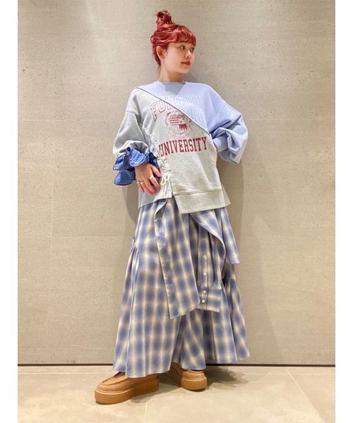 FURFUR（ファーファー） スカート シャツドッキングチェックスカート