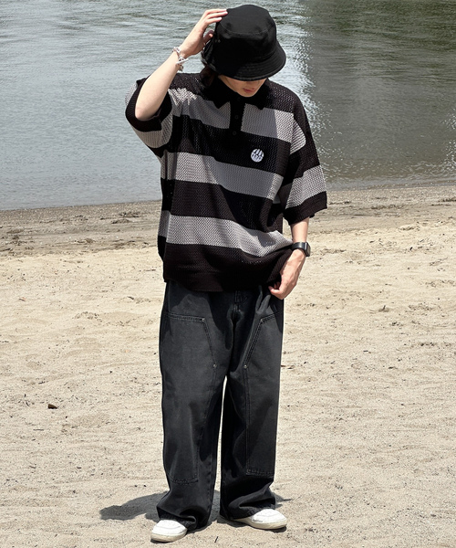 「kutir」 加工デニムパンツ LARGE グレー メンズ