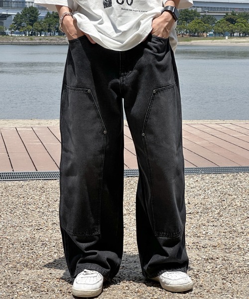 「kutir」 加工デニムパンツ LARGE グレー メンズ