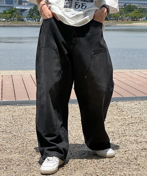 「kutir」 加工デニムパンツ LARGE グレー メンズ