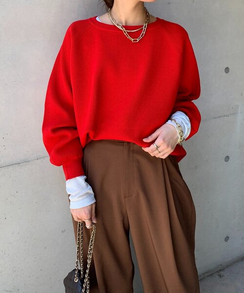 DouDou（ドゥドゥ） ニット セーター ストレッチヤーン片畦ポンチョ