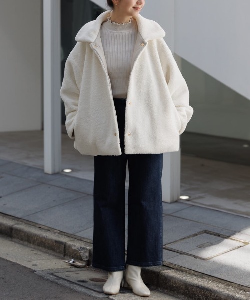 flower ステンカラーコート コート ツーウェイボアコート レディース