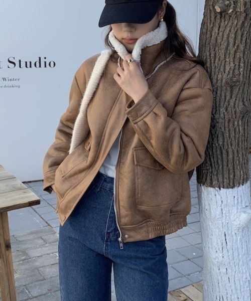 レザージャケット ライダース ボア襟フェイクレザージャケット