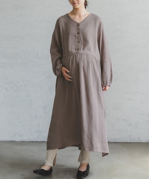 「pairmanon」 長袖ワンピース FREE チャコール レディース_画像7