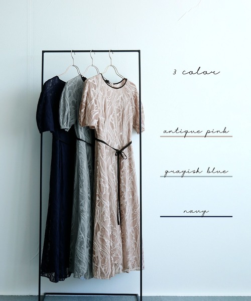 「REPLETE」 半袖ワンピース M ネイビー レディース_画像3