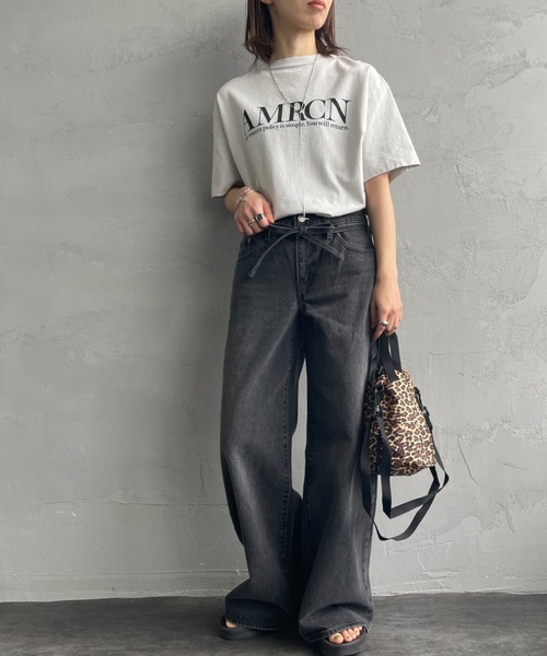 「AMERICANA」 半袖Tシャツ F ライトグレー レディース_画像5