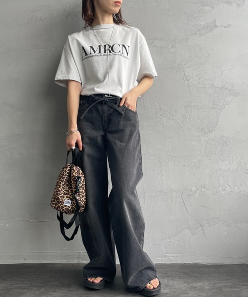 「AMERICANA」 半袖Tシャツ F ライトグレー レディース_画像7