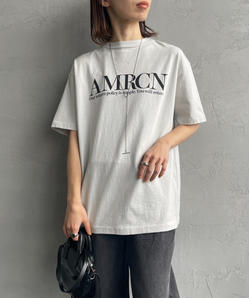 「AMERICANA」 半袖Tシャツ F ライトグレー レディース_画像9