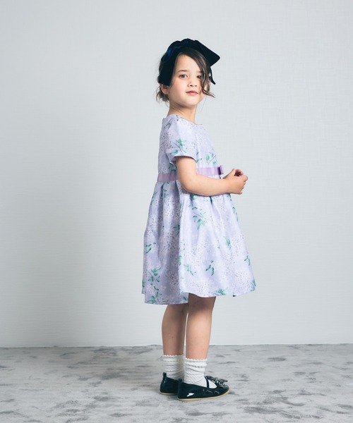【ほぼ未使用、試着のみ】Apolline 花柄ワンピース 2-3歳用 ポーチュラカ花柄ギャザーワンピース(80~130cm)(80cm オレンジ系