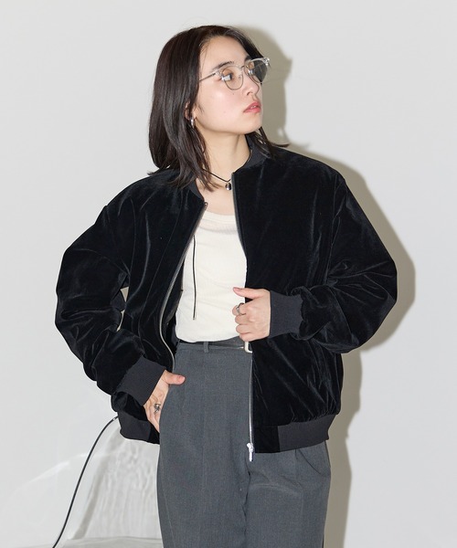 SOTT ブルゾン アウター ベロア 中綿ブルゾン レディース : ZOZOTOWN