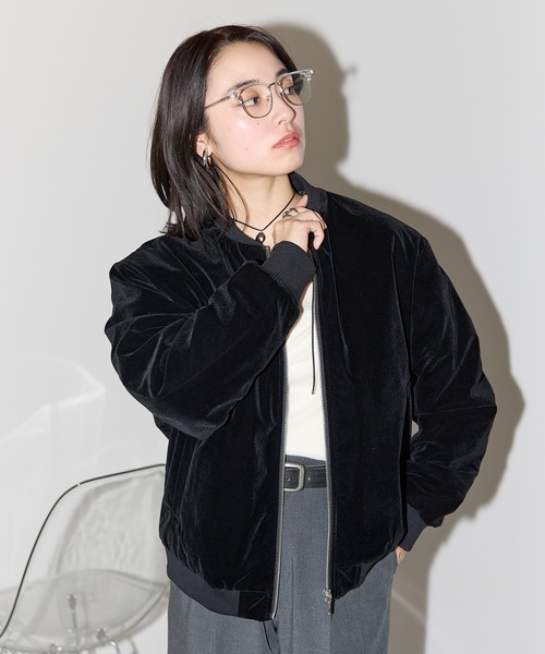 SOTT ブルゾン アウター ベロア 中綿ブルゾン レディース : ZOZOTOWN