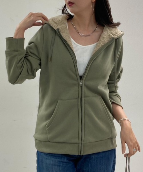 RCD パーカー 裏ボアジップアップパーカー レディース : ZOZOTOWN