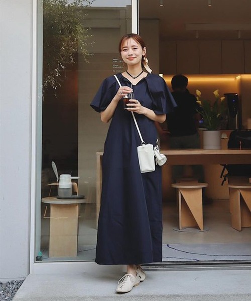「Riberry」 半袖ワンピース MEDIUM ブラック レディース_画像2