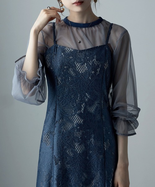 etoll. ドレス コンビワンピース etoll.（エトル） コンビワンピース S グレイッシュブルー レディース