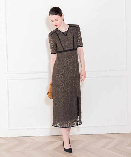 「Leja」 半袖ワンピース LARGE ブラウン レディースの画像