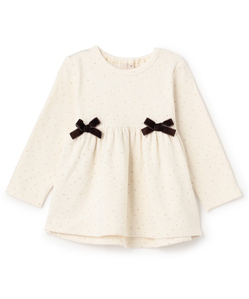 petit main トレーナー 裏起毛カットリボンチュニック キッズ 子供服