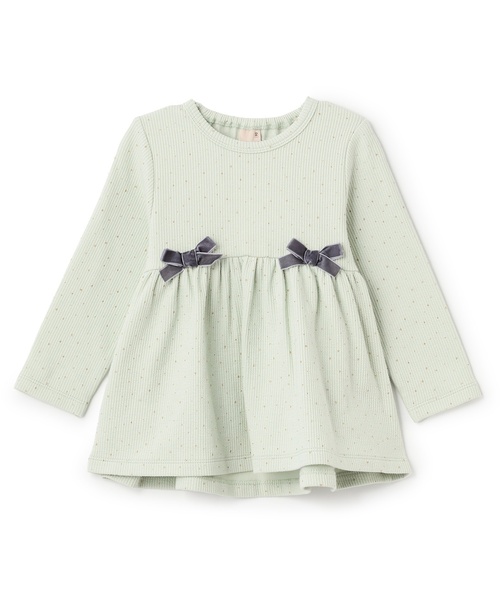 petit main トレーナー 裏起毛カットリボンチュニック キッズ 子供服