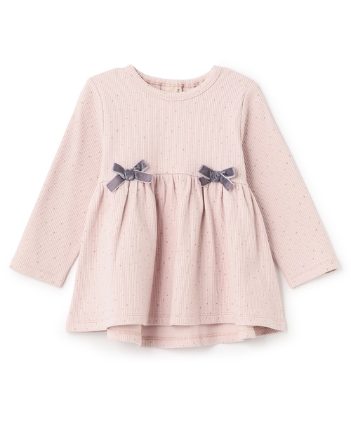petit main トレーナー 裏起毛カットリボンチュニック キッズ 子供服