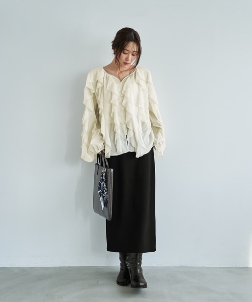 STYLE DELI（スタイルデリ） ブラウス シャツ 「LUXE」ドレープフリル