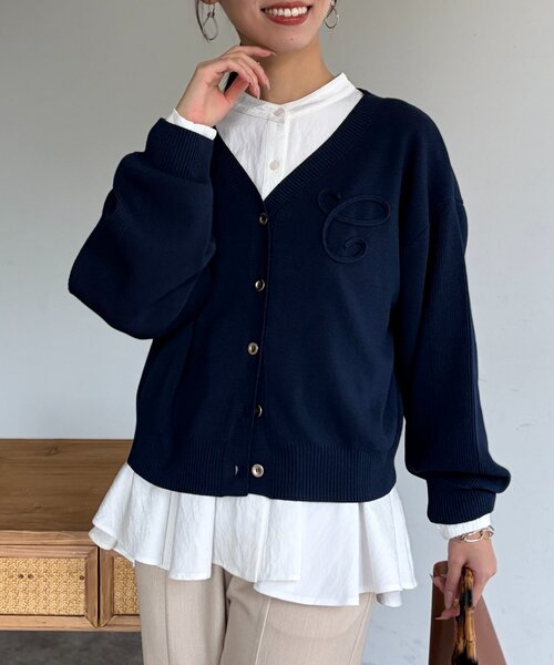 【セール】coyseio カーディガン 長袖 ネイビー Chez toi（シェトワ） カーディガン ボレロニットカーディガン