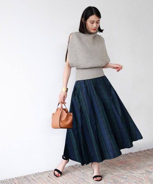 「ELFRANK」 フレアスカート FREE ネイビー レディース_画像3