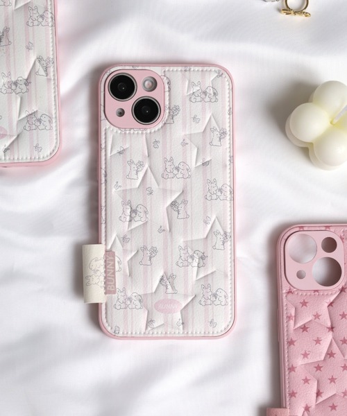 スマホケース ぷっくり 星柄 キルティング フェイクレザー iPhone