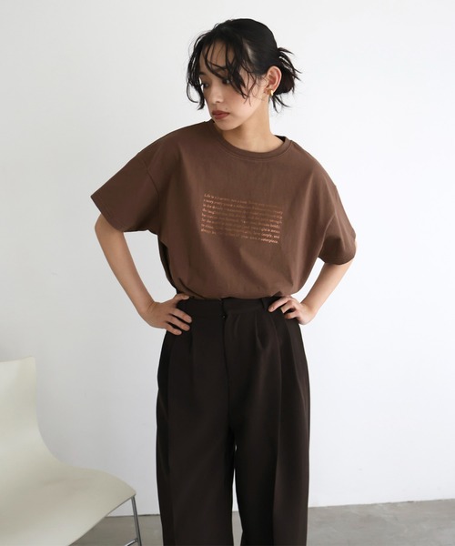 「hellam」 半袖Tシャツ FREE チャコール レディース_画像5